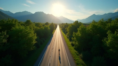 Straight Asphalt Road Through Green Trees
