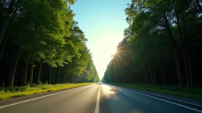 Sunlit Clear Road Through Dense Forest