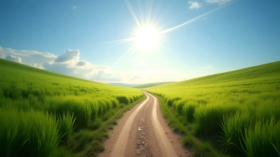 Sunlit Dirt Pathway Through Green Grass Field