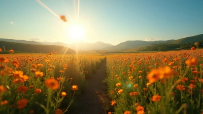 Sunlit Field With Wildflowers And Rolling Hills