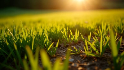 Sunlit Grass Field With Long Shadows