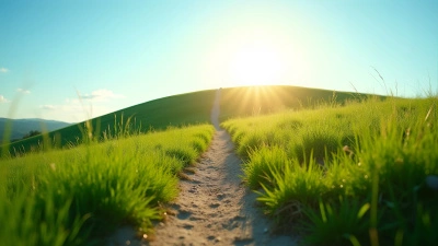 Sunlit Grassy Hill With Winding Trail