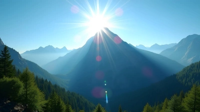 Sunlit Mountain Peak with Lush Green Forests