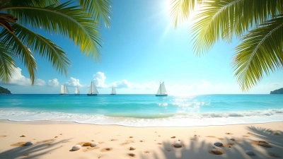 Sunlit Sandy Beach With Gentle Waves And Sailboats