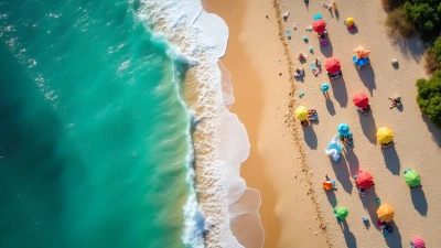 Sunlit Sandy Beach With Turquoise Waves
