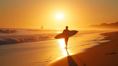 Sunlit Seashore Walk With Surfboard At Golden Hour