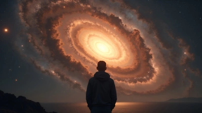 Swirling Brown Galaxy With Solitary Figure