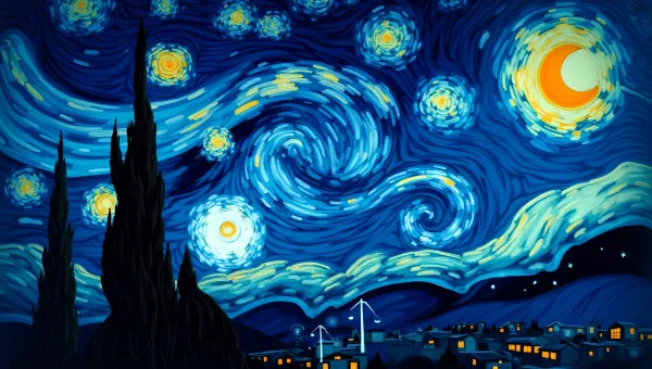 Swirling Starry Night Sky With Bright Stars