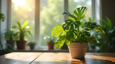 Swiss Cheese Plant With Glossy Large Leaves Indoors