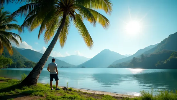 Tall Coconut Tree Beside Calm Lake