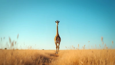 Tall Giraffe in Dry Grass Field