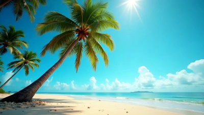 Tall Green Coconut Tree On Tropical Beach