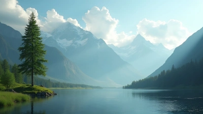 Tall Green Tree Beside Calm River Landscape