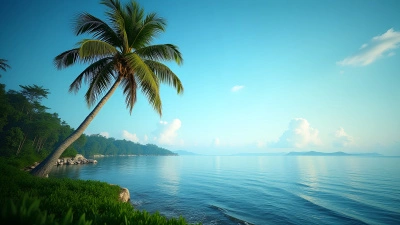 Tall Palm Tree Beside Calm Blue Lake