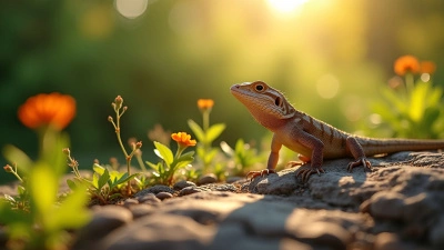 Textured Brown Lizard on Sunlit Rock