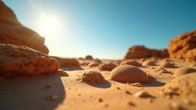 Textured Brown Rocks On Golden Sand