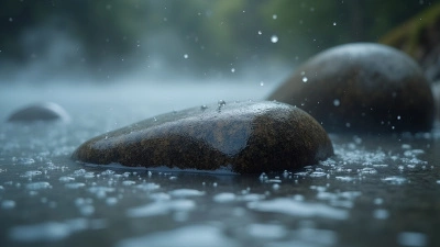 Textured Grey and Brown Rock in Foggy Water
