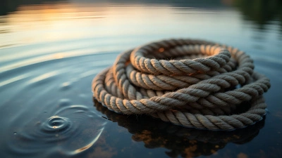 Textured Rope Coiled Near Calm Lakeside Water