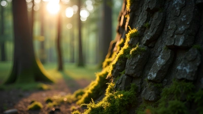Textured Tree Trunk With Moss In Forest