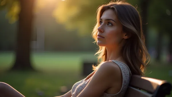 Thoughtful Woman Sitting On Bench Outdoors