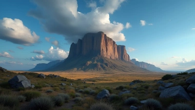 Towering Brown Mountain Beneath Blue Sky