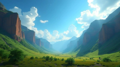 Towering Green and Brown Cliffs Landscape