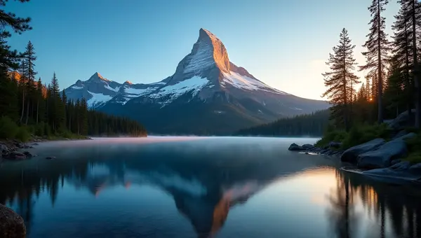 Towering Mountain Reflecting In Calm Lake