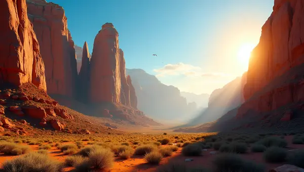 Towering Rock Formations Under Blue Sky