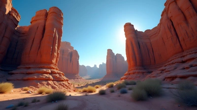 Towering Rock Formations Under Clear Blue Sky