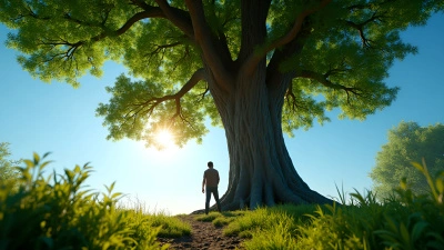 Towering Tree Next To Person In Sunlight