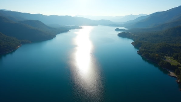 Tranquil Blue Lake Surrounded by Mountains