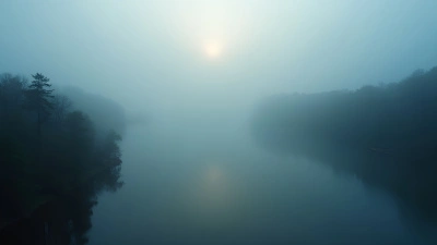 Tranquil Lake in Mystical Fog at Dawn