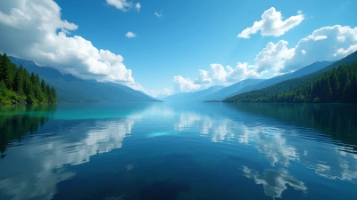 Tranquil Lake Reflecting Blue Sky