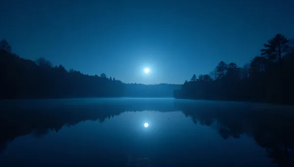 Tranquil Nighttime Lake With Reflective Water