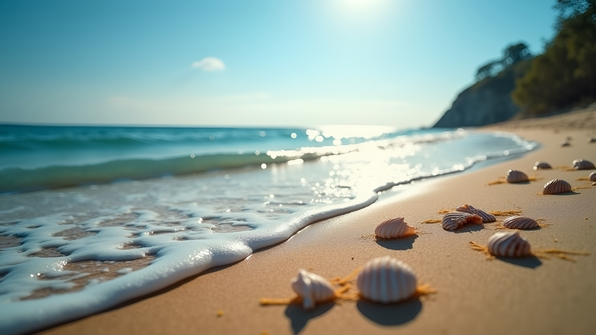 Tranquil Seashore Landscape With Gentle Waves