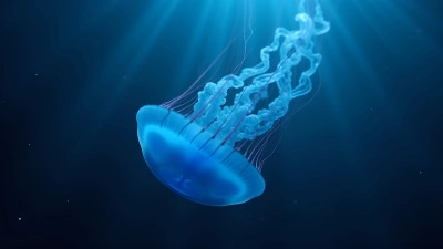 Translucent Blue Jellyfish Drifting in Ocean