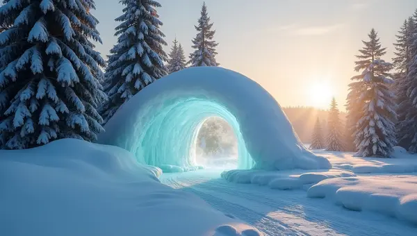 Translucent Ice House In Winter Landscape