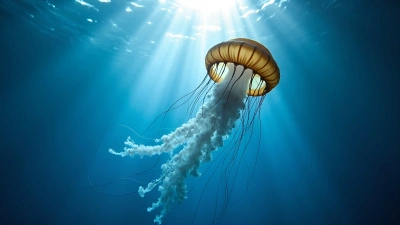 Translucent Jellyfish Floating In Blue Ocean