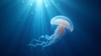 Translucent Jellyfish With Glowing Tentacles In Ocean