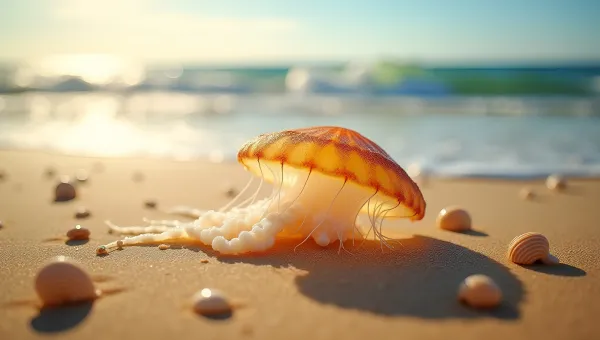 Translucent Jellyfish On Golden Sandy Beach