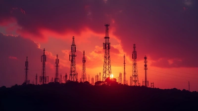Transmitter Site Silhouette At Dusk With Antennas
