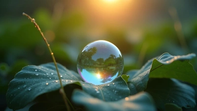 Transparent Water Bubble Reflecting Light Close-Up