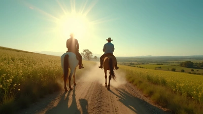 Two Men Riding Horses On Sunlit Dirt Road
