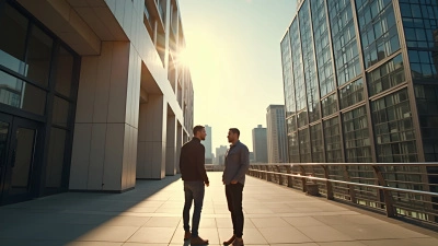 Two Men Talking Beside Modern Urban Building