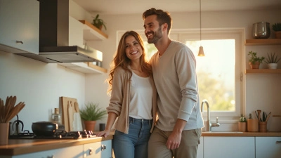 Two People Standing on Kitchen Counter in Bright Modern Space