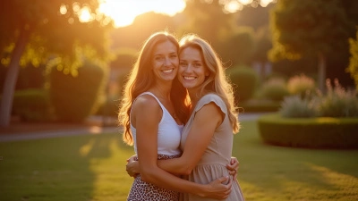 Two Women Standing Close Outdoors Smiling