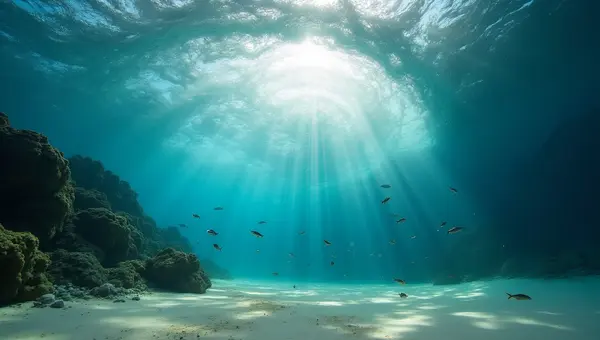 Underwater Ocean Tunnel With Vibrant Marine Life