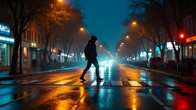 Urban Street At Night With Pedestrian