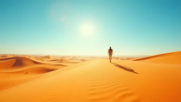Vast Sunlit Desert With Golden Sand Dunes
