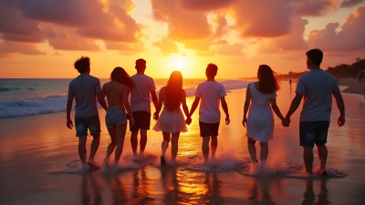 Vibrant Beach Sunset With Diverse Group